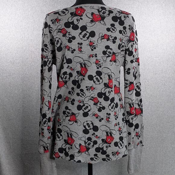 Disney Mickey Mouse Women's XL Thermal Shirt Gray Waffle Knit Thumb Holes - Picture 4 of 16